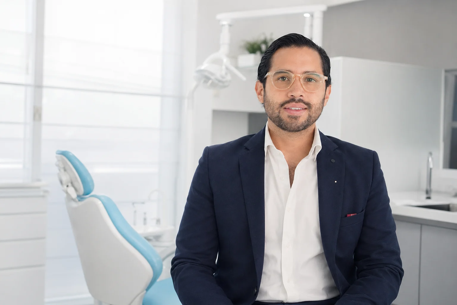 Miguel Astudillo en una clínica dental moderna